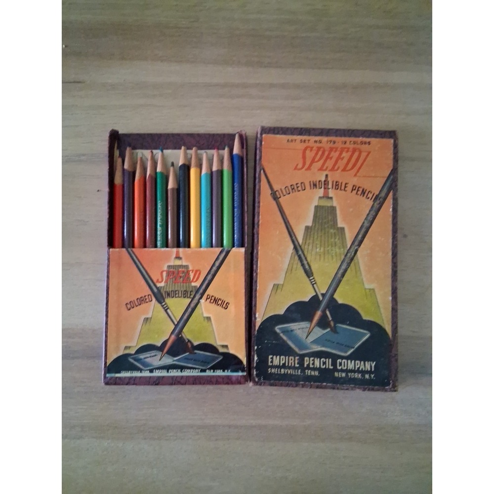 Vintage Speed No. 179 Colored Pencil Art Set Empire Co USA 12 pc. Pre Owned